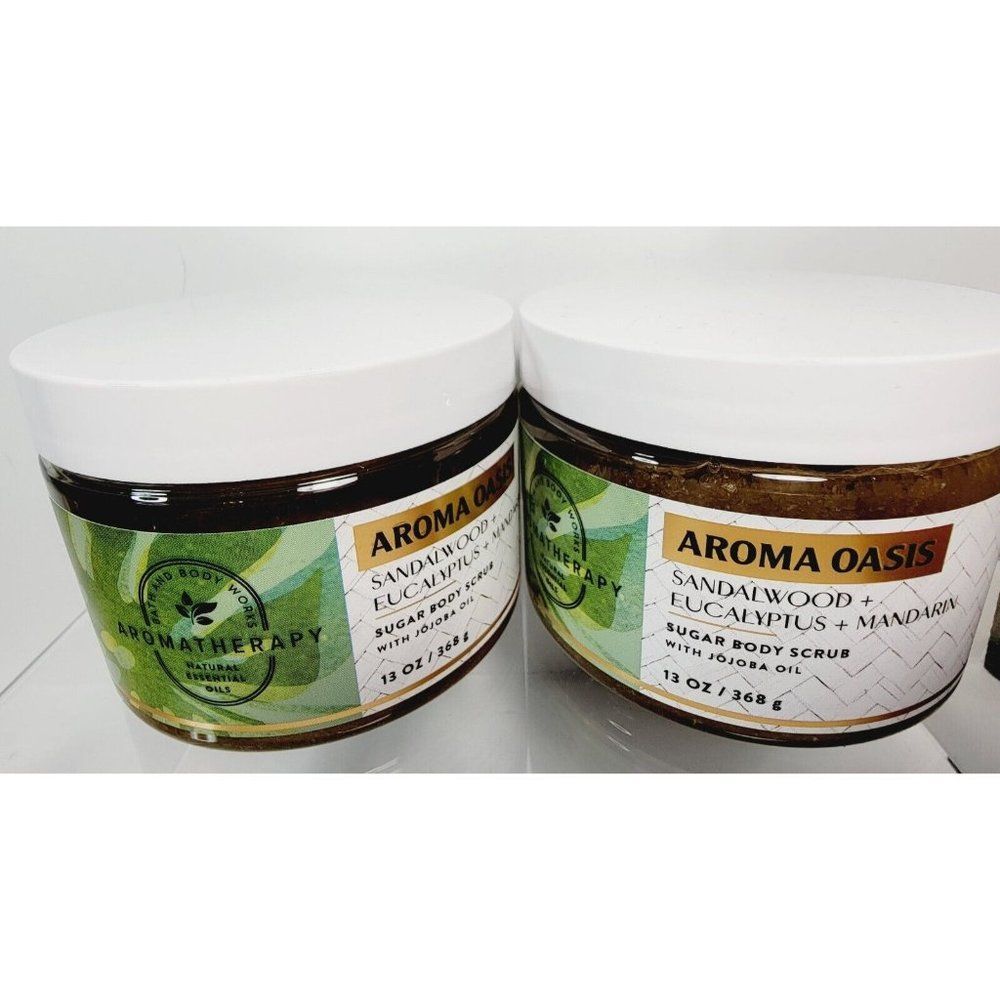 2 Bath & Body Works AROMA OASIS Sugar SCRUB SANDALWOOD EUCALYPTUS MANDARIN 13oz - Picture 2 of 8